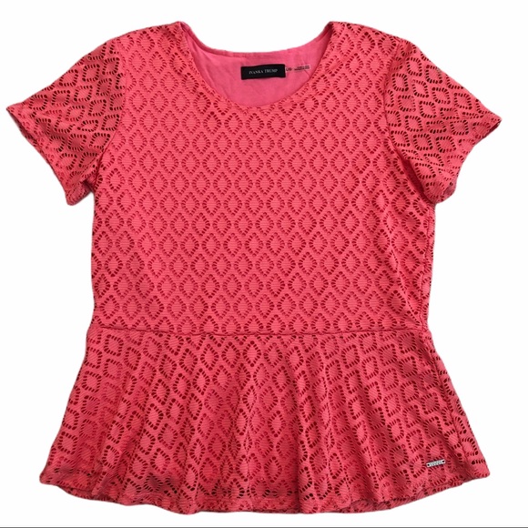 Ivanka Trump Tops - Ivanka Trump Large Coral Short Sleeve Peplum Top